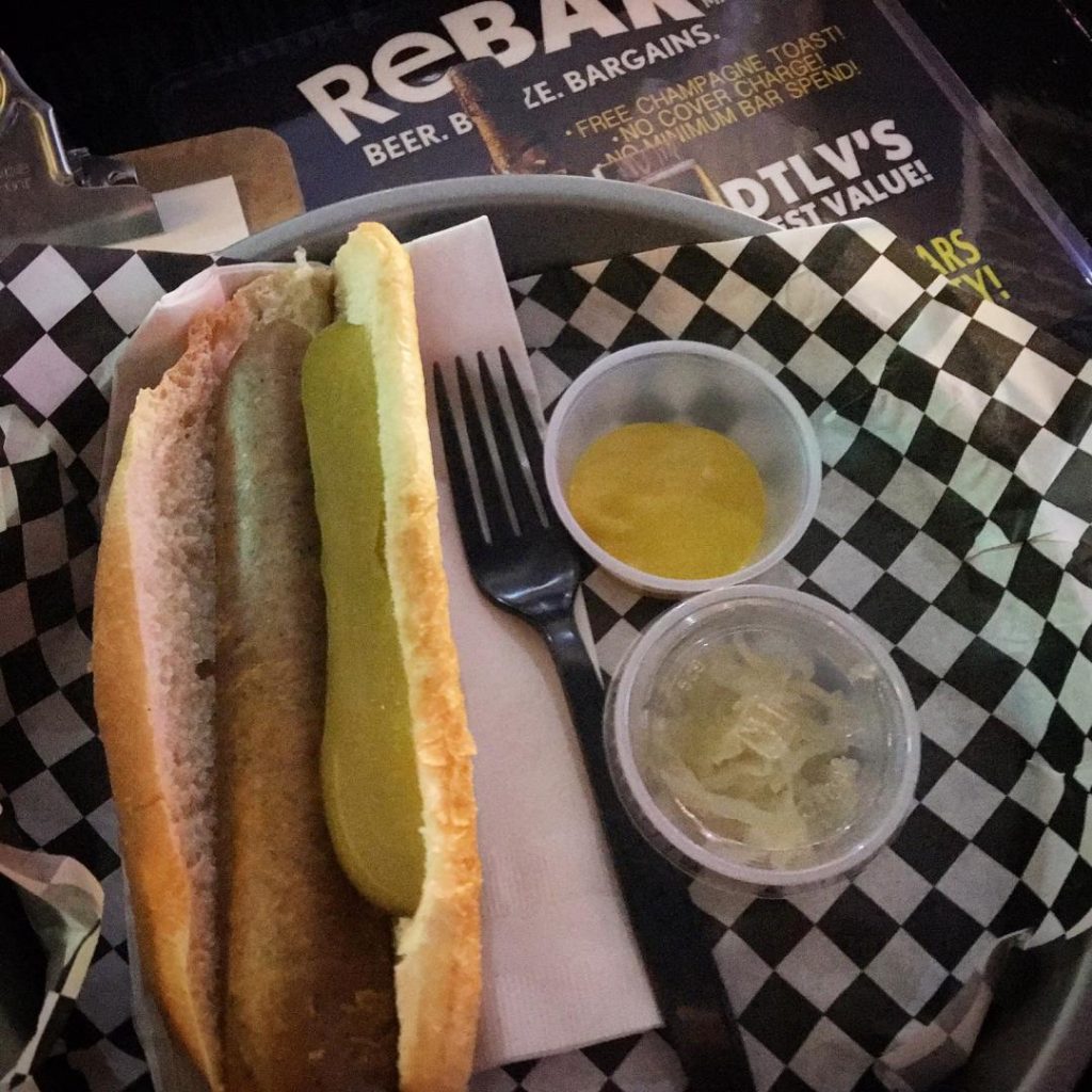 ReBAR is part bar, part antique shop and serves vegan hot dogs in addition to craft beers and cocktails that help Las Vegas charities. For more vegan dining in Las Vegas, visit www.vegansbaby.com/vegansbaby2018