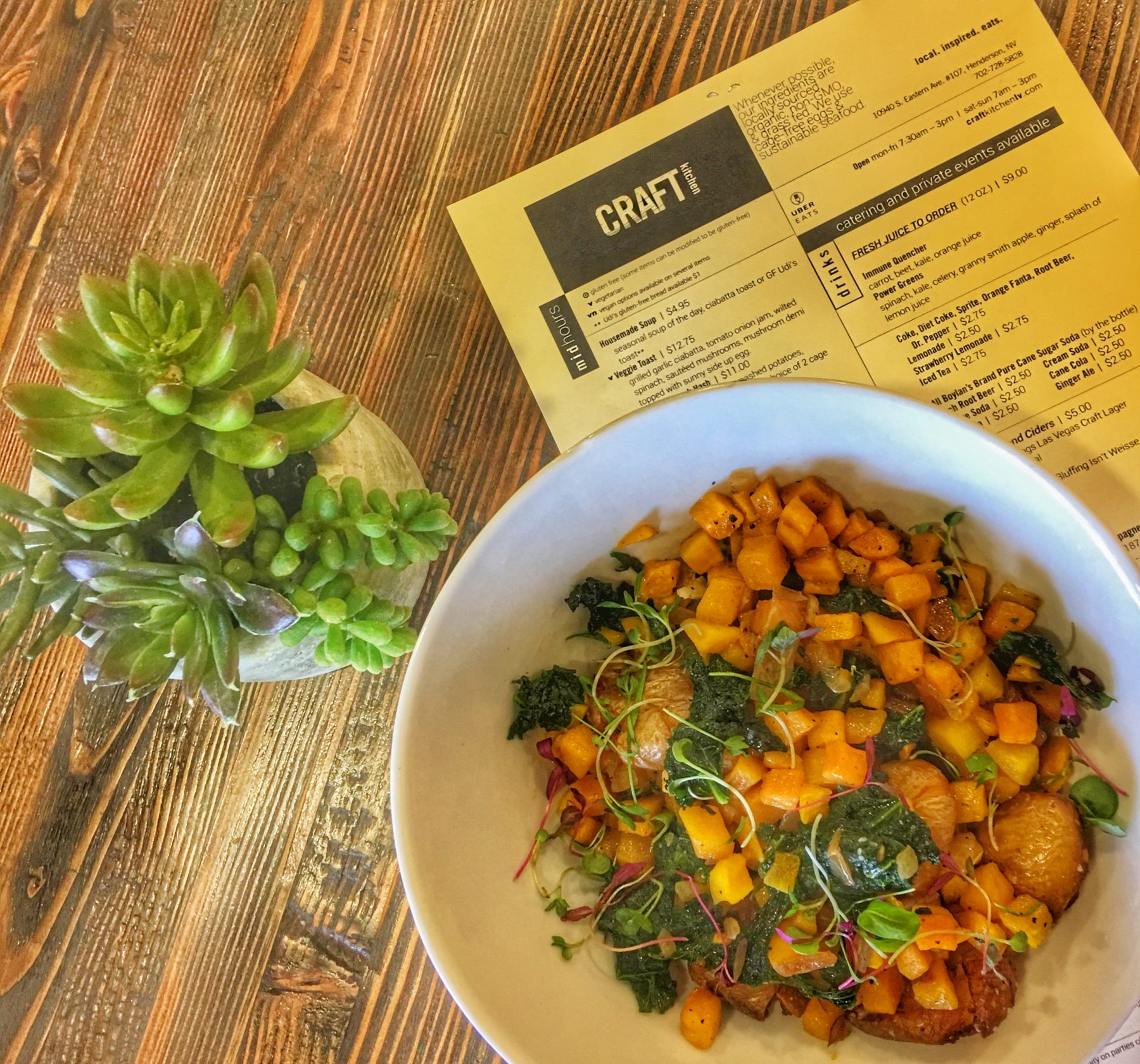 CRAFT Kitchen Las Vegas debuts its new vegan menu. For more vegan dining in Las Vegas, visit www.vegansbaby.com/vegansbaby2018