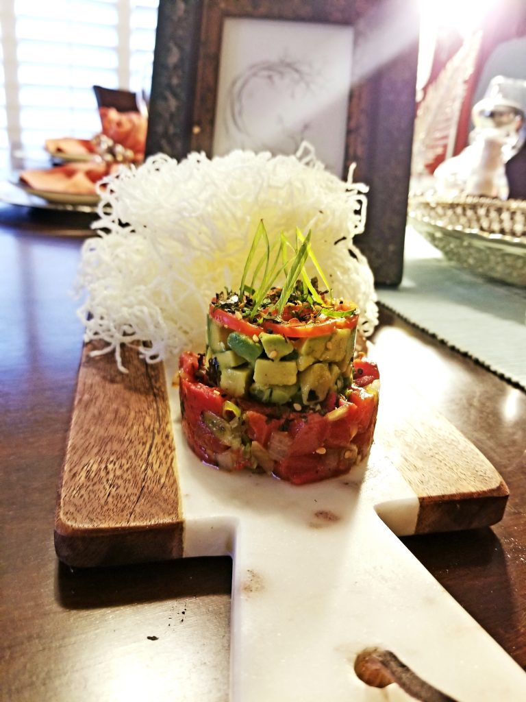 Featured recipe: vegan grilled watermelon poke by Chef Petrina of Gaiya's Harvest. For more vegan recipes, visit www.vegansbaby.com