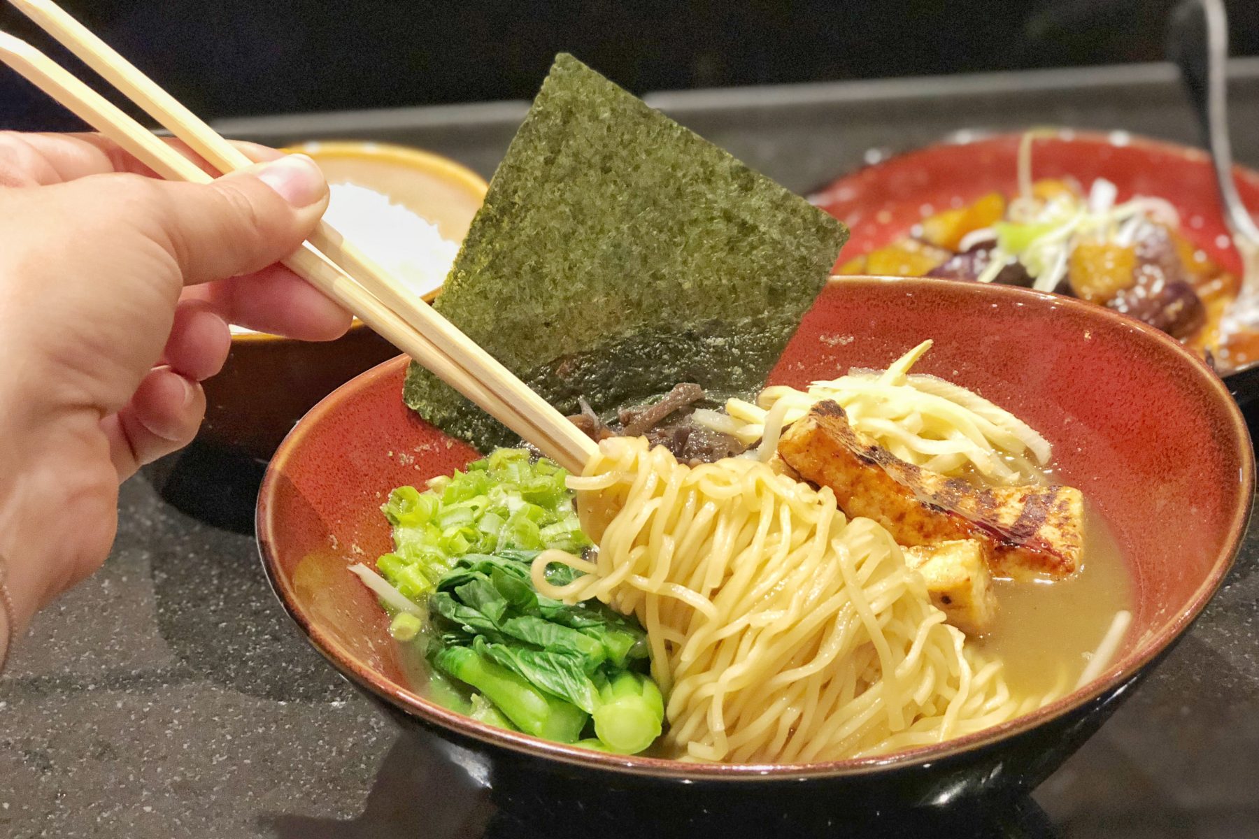 A look at the vegan options at Send Noodles inside The Palms Resort. For more vegan dining options in Las Vegas, visit www.vegansbaby.com/vegansbaby2018