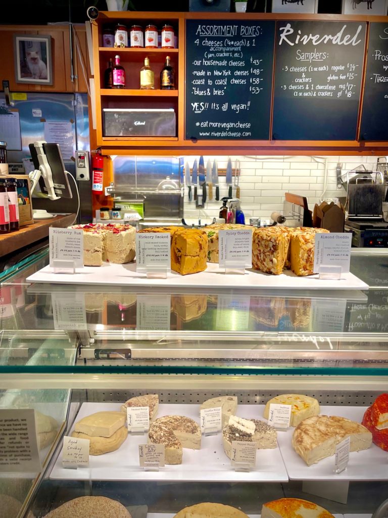 Riverdel Cheese Shop is a vegan cheese shop in Essex Market in NYC Lower East Side. For more vegan food in New York City visit www.vegansbaby.com