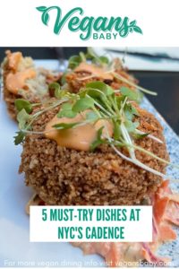 5 dishes you must try at Cadence in the East Village, NYC. For more vegan dining in New York City visit www.vegansbaby.com/new-york-city